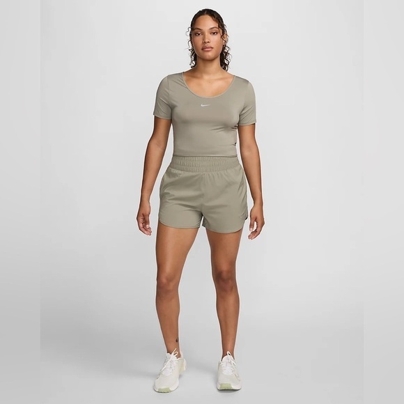 Nike One Dri-FIT Ultra High-Waisted 3" Brief-Lined Shorts in Neutral Olive Small - Picture 2 of 11
